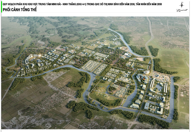 Phê duyệt đồ án Quy hoạch phân khu Khu vực trung tâm Ninh Hải - Ninh Thắng (khu 4-1) trong Quy hoạch chung chung đô thị Ninh Bình đến năm 2030, tầm nhìn đến năm 2050